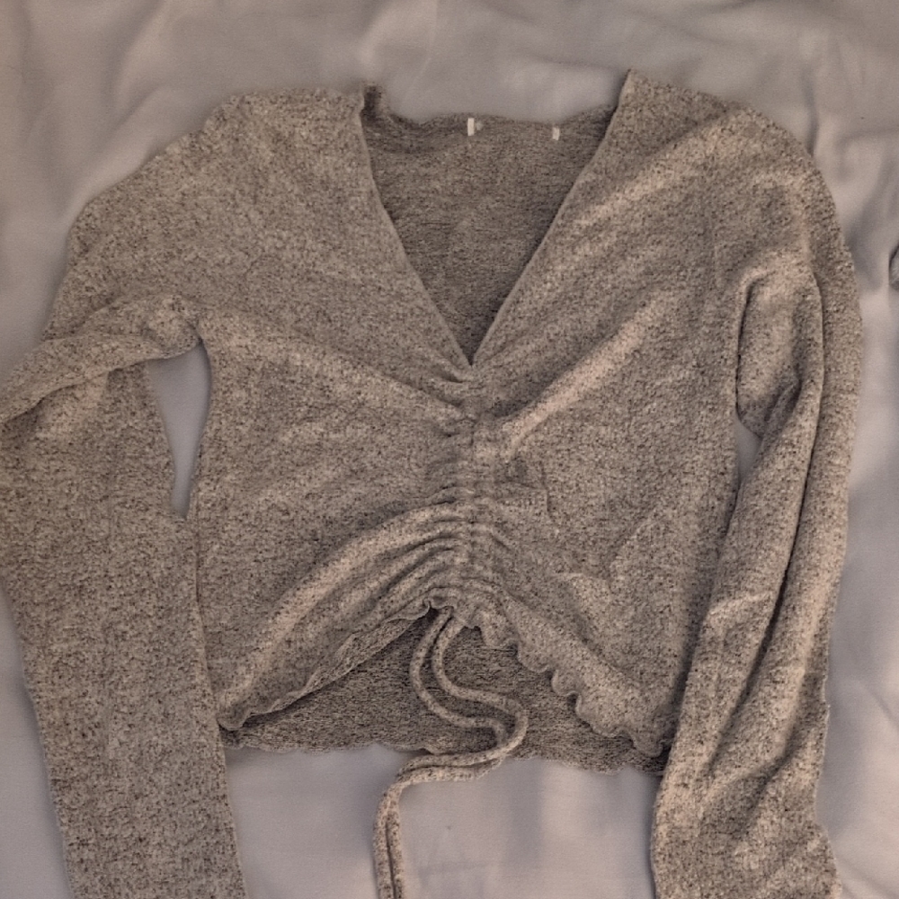 Gray Ruched Knit Top